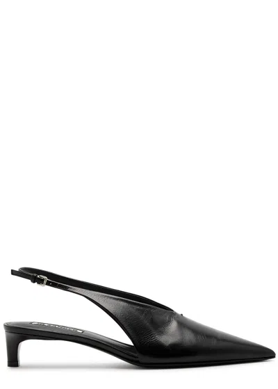 Jil Sander 40 Leather Slingback Pumps In Black