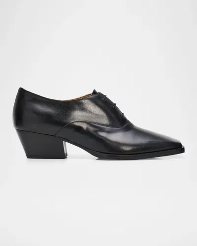 Jil Sander 40mm Lace-up Leather Oxfords In Black