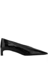 Jil Sander Crinkled Patent-leather Pumps In Black