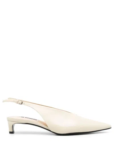 Jil Sander 40mm Leather Slingback Pumps In Neutrals