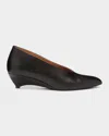 Jil Sander Arc Leather Pumps Low Wedge Heel In Black
