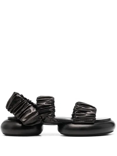 Jil Sander 45mm Ruched-strap Chunky Sandals In 黑色