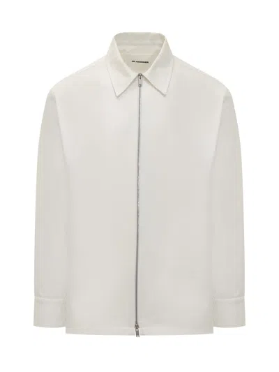 Jil Sander Zippered Shirt With Buttoned Cuffs In White