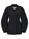 Jil Sander V-neck Wool Wrap Jacket In Black