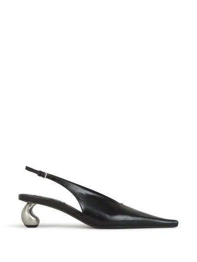 Jil Sander Leather Slingback Pumps In Black