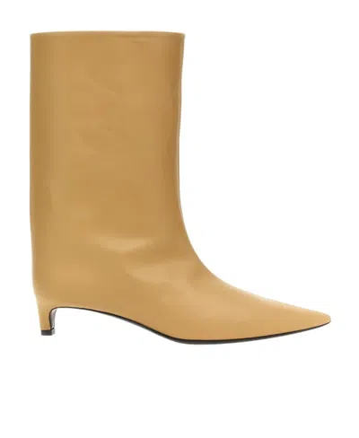 Jil Sander 5mm Pointed-toe Kitten-heel Boots In Nude