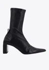 Jil Sander Block Heel Leather Ankle Boots In Black