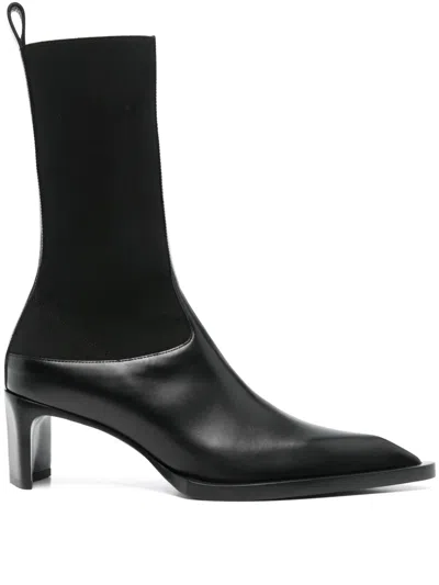 Jil Sander 60mm Leather Chelsea Ankle Boots In Schwarz