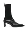 Jil Sander Stretch-knit And Leather Ankle Boots In Black