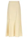Jil Sander High-waisted Midi Skirt Asymmetric Hem In Gold