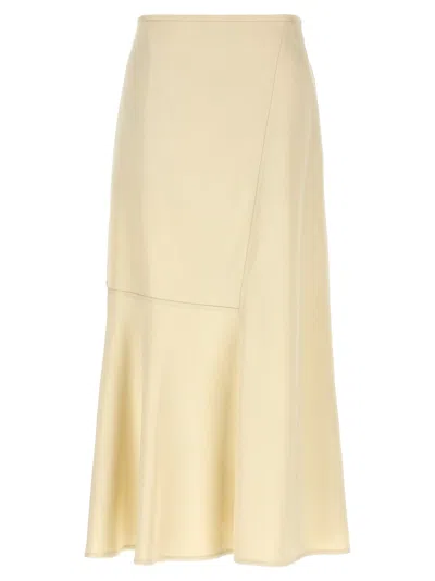Jil Sander High-waisted Midi Skirt Asymmetric Hem In White
