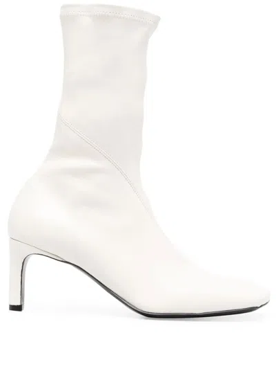 Jil Sander 65mm Leather Ankle Boots In White