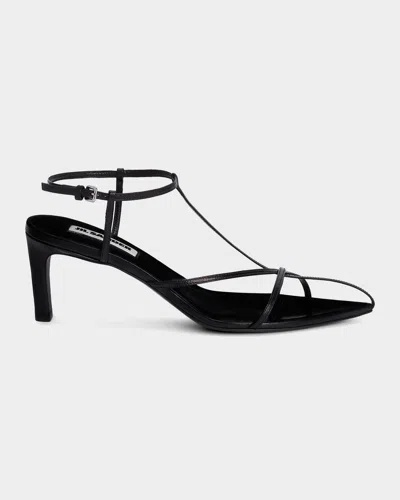 Jil Sander 65mm Leather Crisscross Ankle-strap Sandals In Black