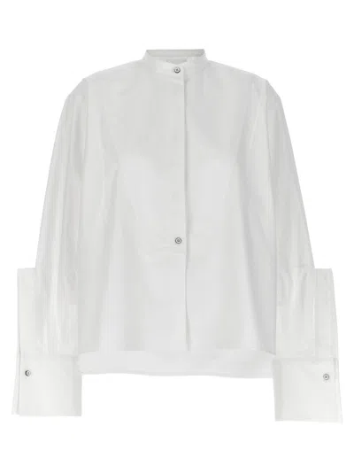 Jil Sander Boxy-fit White Cotton Shirt With Mandarin Collar