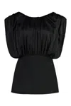 Jil Sander Acetate Blend Top Puffed Sleeves In Black