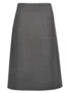 Jil Sander Wool A-line Midi Skirt In Gray