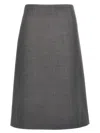 Jil Sander Wool A-line Midi Skirt In Gray
