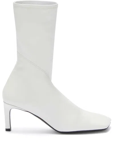 Jil Sander 70mm Leather Ankle Boots In White