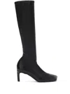 Jil Sander Asymmetrical Stretch Leather Knee Boots In Black
