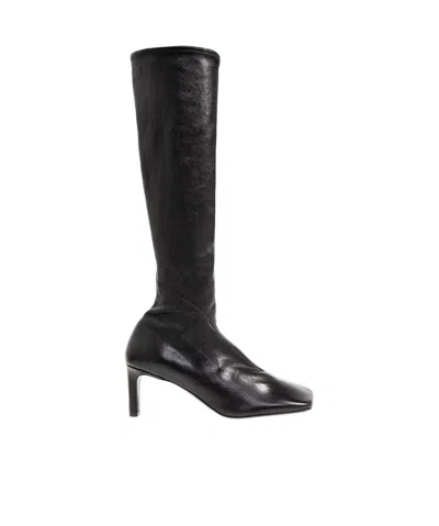 Jil Sander 70mm Leather Knee Boots In Black