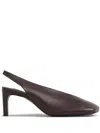 Jil Sander Leather Slingback Pumps In Brown