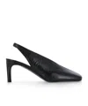Jil Sander Black Leather Slingback Heels In Black