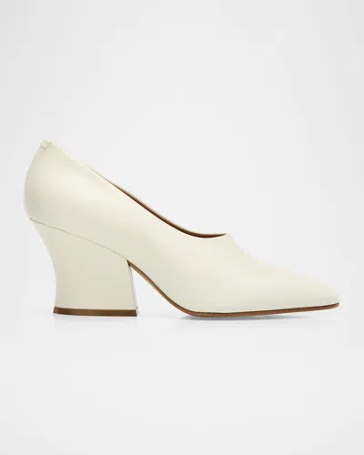 Jil Sander 75mm Lune Leather Pumps In White