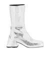 Jil Sander Cracked-effect Laminated Leather Boots In White