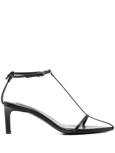 Jil Sander 80mm Leather Sandals In Black