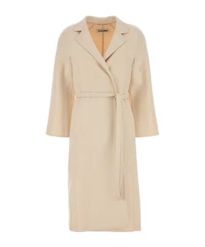Jil Sander 84 Double-breasted Belted Coat In Neutral