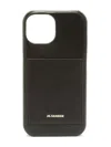 Jil Sander Logo Embossed Iphone 15 Leather Case In ブラック