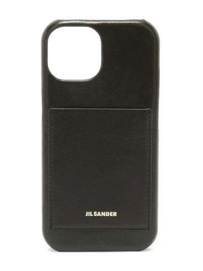 JIL SANDER LOGO-EMBOSSED LEATHER PHONE CASE