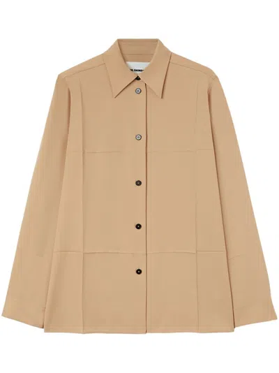 Jil Sander Wool Gabardine Shirt In ニュートラル