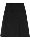 Jil Sander Con Button-front Splittable Melange Wool Skirt In Black