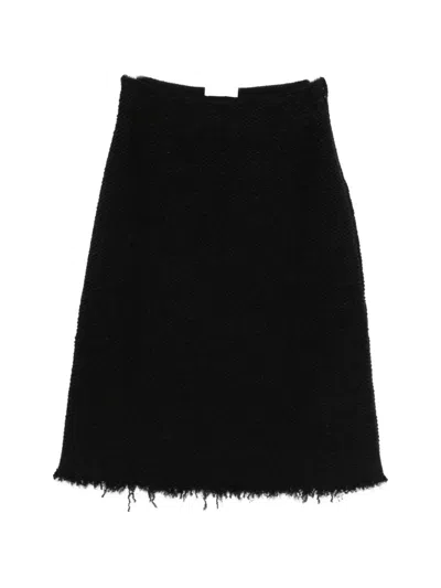 Jil Sander A-line Frayed Midi Skirt In Black
