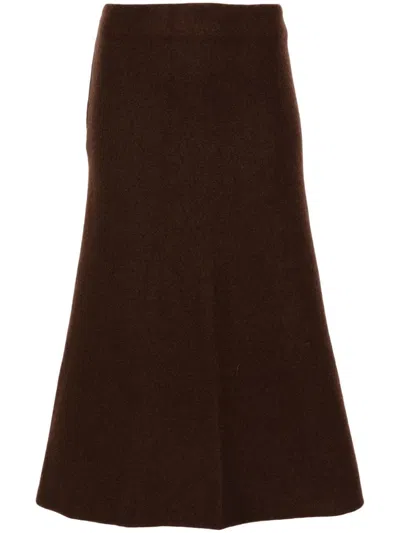 Jil Sander A-line Midi Skirt In Brown