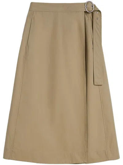 Jil Sander A-line Midi Skirt With High Waist In Beige