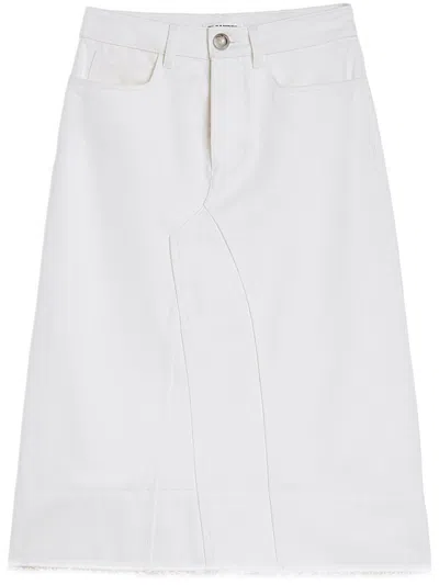 Jil Sander A-line Panelled Denim Skirt In 白色