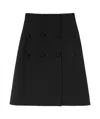 Jil Sander Con Button-front Splittable Melange Wool Skirt In Black