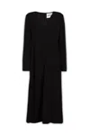 Jil Sander V-neck Viscose Dress With Long Sleeves In 001