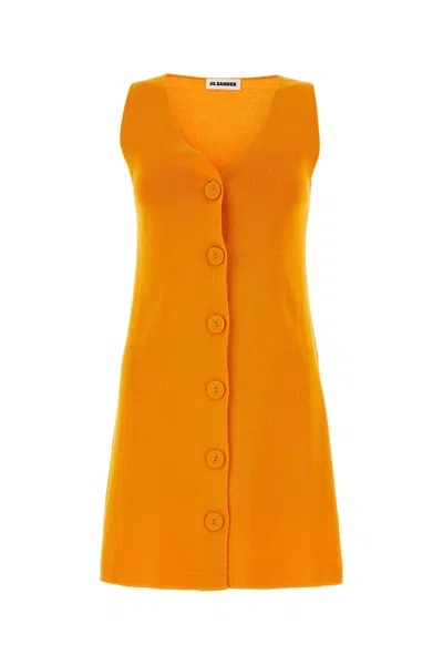 JIL SANDER JIL SANDER ORANGE COTTON BLEND DRESS