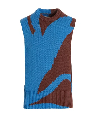 Jil Sander Abstract-print Cotton Vest In Blue