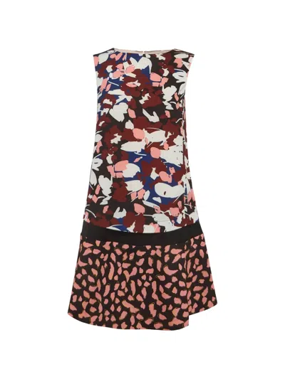 Pre-owned Jil Sander Abstract-print Panelled Mini Dress In Black