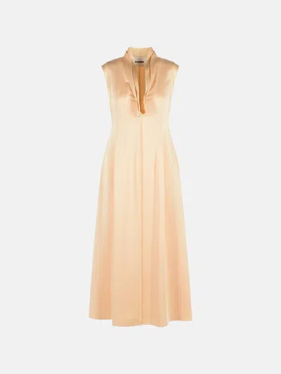 Jil Sander Acetate And Peach Viscose Dress In Blue