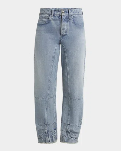 Jil Sander Acid-wash Denim Barrel-leg Ankle Trousers In Clear Blue