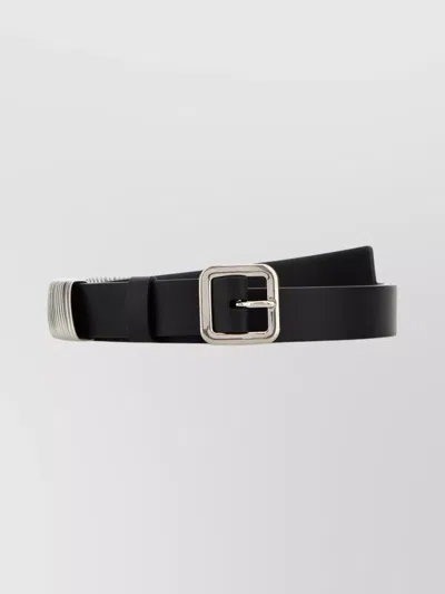 Jil Sander Adjustable Leather Belt Featuring Multiple Holes In Black