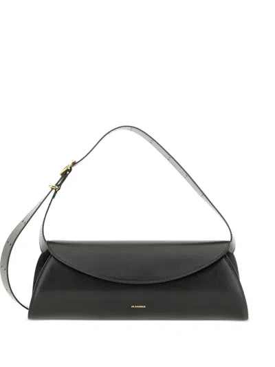 Jil Sander Adjustable Leather Shoulder Bag In Black