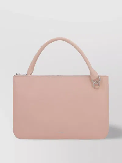 Jil Sander Adjustable Leather Shoulder Bag With Removable Strap In Pink