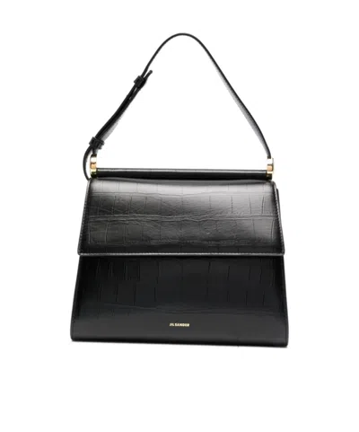 Jil Sander Adjustable Shoulder Strap Shoulder Bag In Black