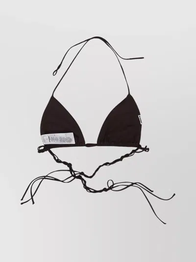 Jil Sander Adjustable Triangle Bikini Top With Halter Neck In Black